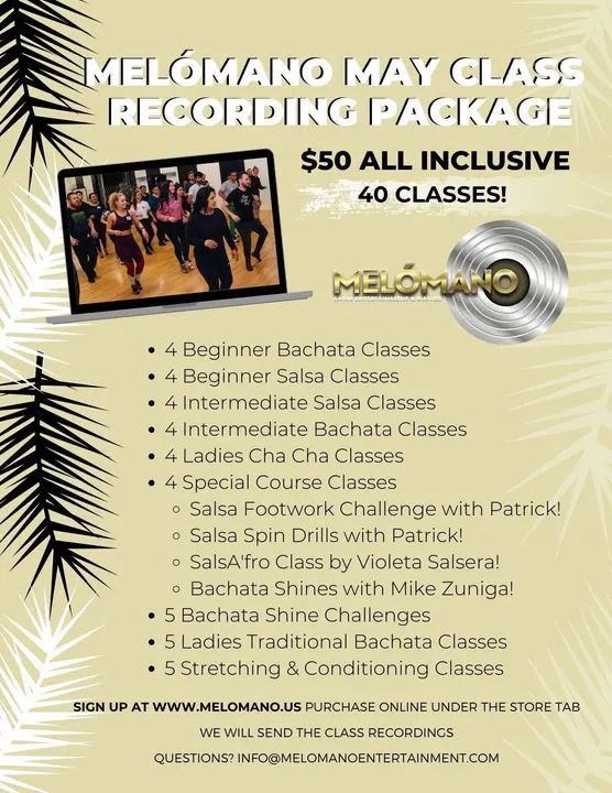 Kick off your dancing with this awesome special deal! Get all of the May dance class recordings for only $50! You will receive all of the videos to download and keep forever!