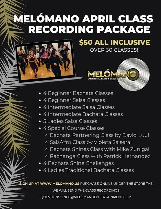Kick off your dancing with this awesome special deal! 💃Get all of the Melómano April dance class recordings for only $50! You'll get all of the videos to download and yours t