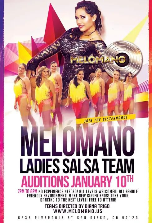 Belong to a sisterhood of Salseras that build each other up! Be surrounded by positivity and creativity! Come join the Melómano Dance Family!! Wednesday, January 10th at 7pm