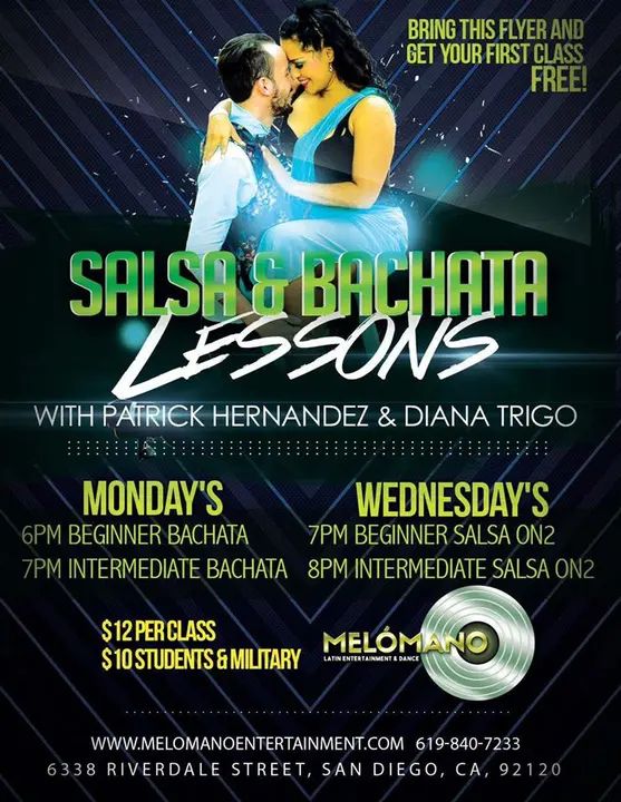 Bachata Mondays are here!!! Join the Directors of San Diego Island Touch at 6PM for our Beginner Bachata lesson and 7PM for our Intermediate Bachata! No partner necessary. Fir