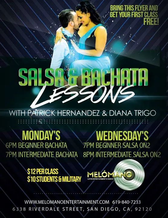 After an Amazing weekend of Social Dancing, Bachata Monday's is here!! Join us tonight for Beginner Bachata at 6PM and Intermediate Bachata at 7PM with San Diego Island Touch