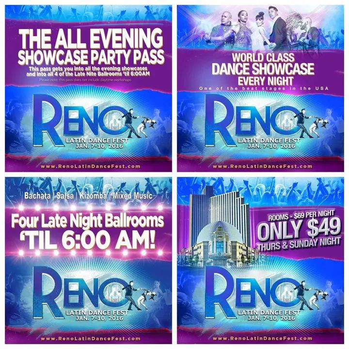 The Reno Latin Dance Fest, January 7-10, 2016 | www.RenoLatinDanceFest.com!!!! Join us for this amazing Event!!! A Weekend of Dance Classes, Workshops and Dance Showcases. Fol
