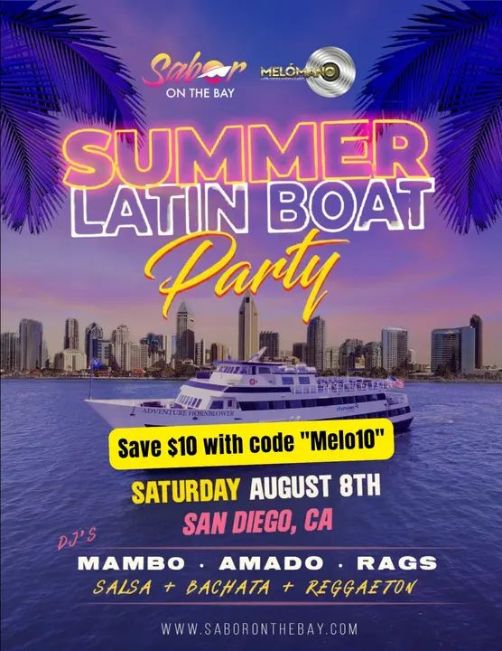🚢 WE'RE BACK THIS SUMMER! Saturday, August 8th - Summer Latin Boat Party!💃🏻✨🕺🏻 Set sail for an unforgettable summer night filled with Latin music, dancing, ocean breez