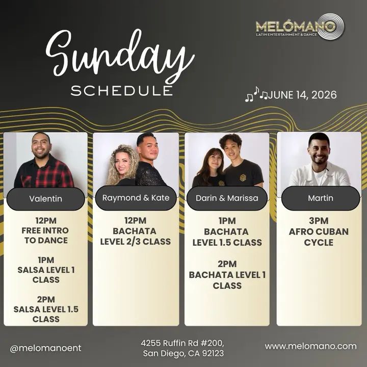 Happy Sunday, dancers! ❤️ ✨Ready to move? Join us for beginner-friendly group classes and level up your skills today! 💃🕺✨ 🕕12pm 🔸 New FREE Intro To Dance 🔸NEW Bachat