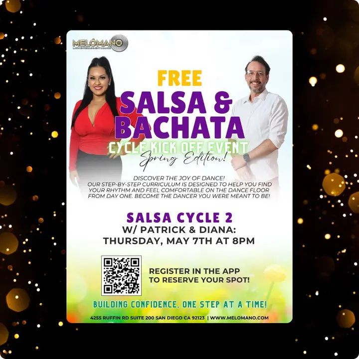 TONIGHT at 8PM!🥳 FREE Salsa Cycle 2 Kick Off Spring Edition!🌸 Join us for the NEW Cycle!🤩 Are you ready for a NEW and EXCITING WAY to reach your Dance Goals? 🤗 🙌🏼 Meló