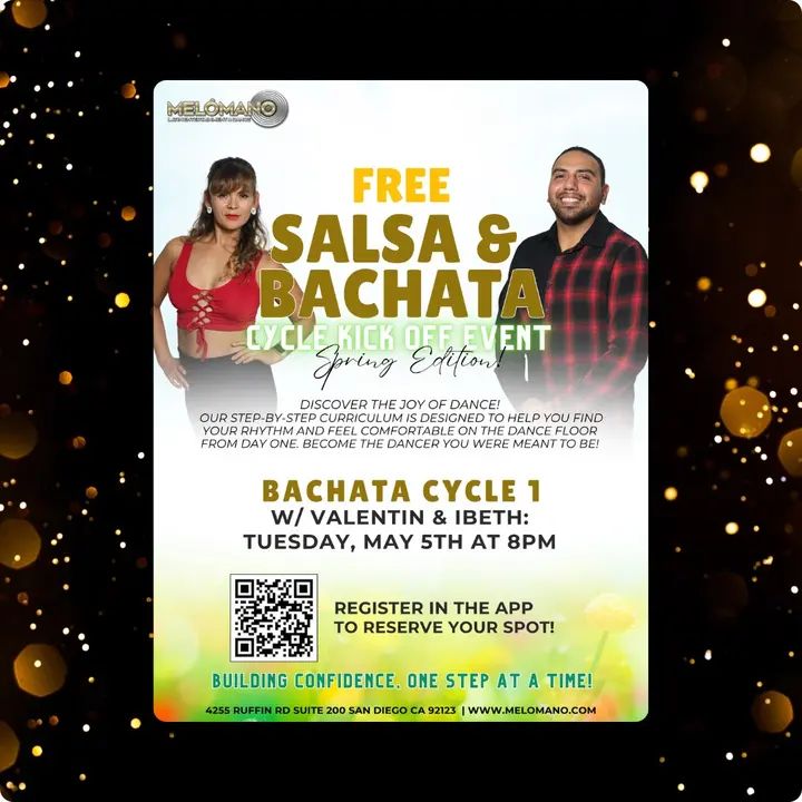 TONIGHT at 8PM!🥳 FREE Bachata Cycle 1 Kick Off Spring Edition!🌸 Join us for the NEW Cycle!🤩 Are you ready for a NEW and EXCITING WAY to reach your Dance Goals? 🤗 🙌🏼 Me