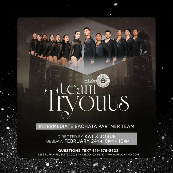 Join the Melómano Intermediate Bachata Fusion Team!! 👯‍♀️💃🏽Friendly environment with positive vibes! 🙌🏼 Directed by Kat and Josue! Come check out the FREE Melómano Inte