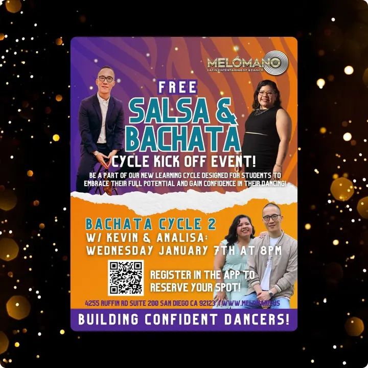 🚨TONIGHT! FREE BACHATA CYCLE 2 KICK-OFF at 8:00PM!🥳 • These Cycles have been a BIG hit! Come check it out for one FREE session! NOW is the time to learn new moves and take y