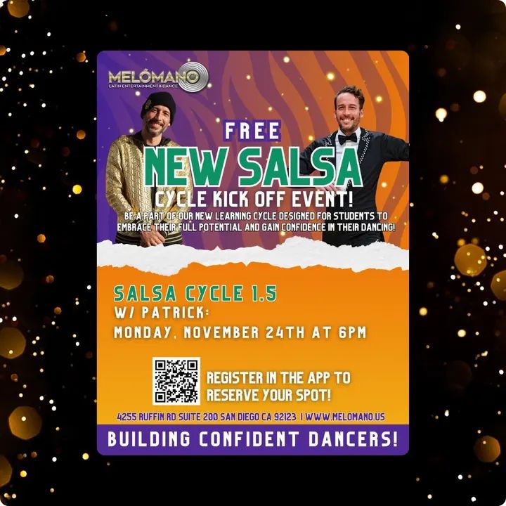 🔥 A NEW SALSA CYCLE IS HERE! TONIGHT at 6PM! 🔥 We’re excited to announce the kick-off of our FREE Salsa Cycle 1.5 kick off!!! Check it out first free your first day! This b