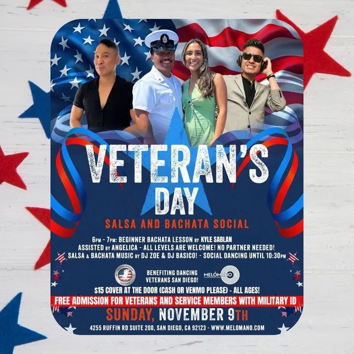 🚨 Come and support a great cause THIS SUNDAY, November 9th! We’re raising funds for Dancing with Veterans, a special event benefiting the Dancing Veterans of San Diego Organi