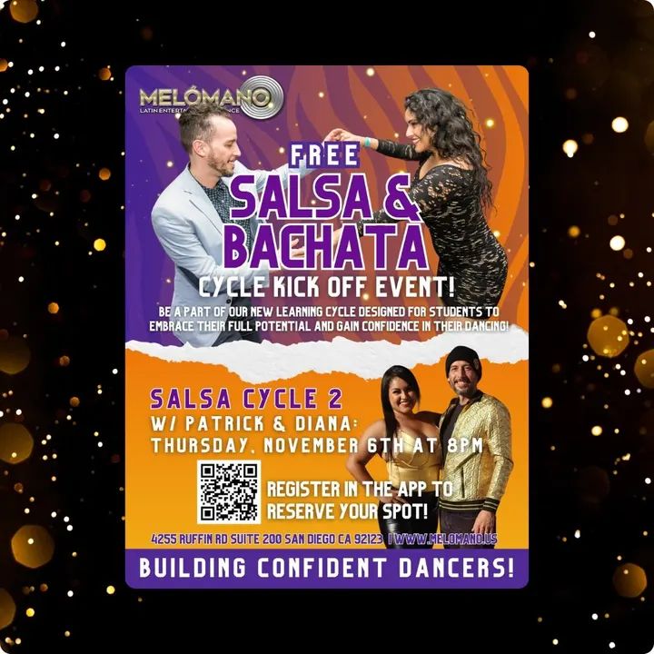 🚨TONIGHT! FREE SALSA CYCLE 2 KICK-OFF at 8:00PM!🥳 • These Cycles have been a BIG hit! Come check it out for one FREE session! NOW is the time to learn new moves and take