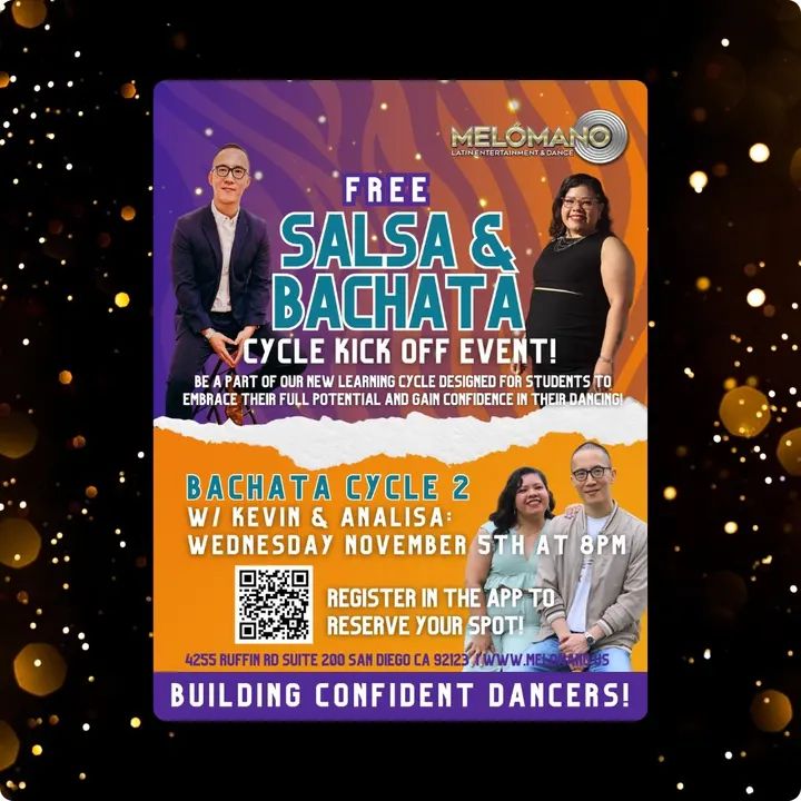 🚨TONIGHT! FREE BACHATA CYCLE 2 KICK-OFF at 8:00PM!🥳 • These Cycles have been a BIG hit! Come check it out for one FREE session! NOW is the time to learn new moves and take