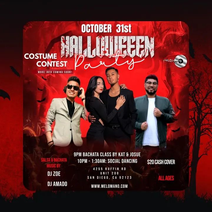 Something Spooky is coming on!👀🎃💃 Halloween Salsa & Bachata Social is going down on FRIDAY, October 31st! 🕺👻 Join us for an amazing night of fun, great dancing and costu