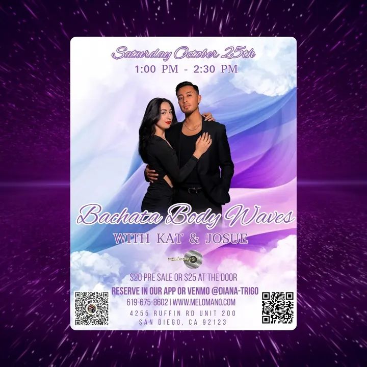 💃 Bachata Body Waves Workshop with Kat & Josue – Round 2!🔥 We’re back by popular demand! Get ready to level up your Bachata with Kat & Josue in our Body Waves Workshop! A f