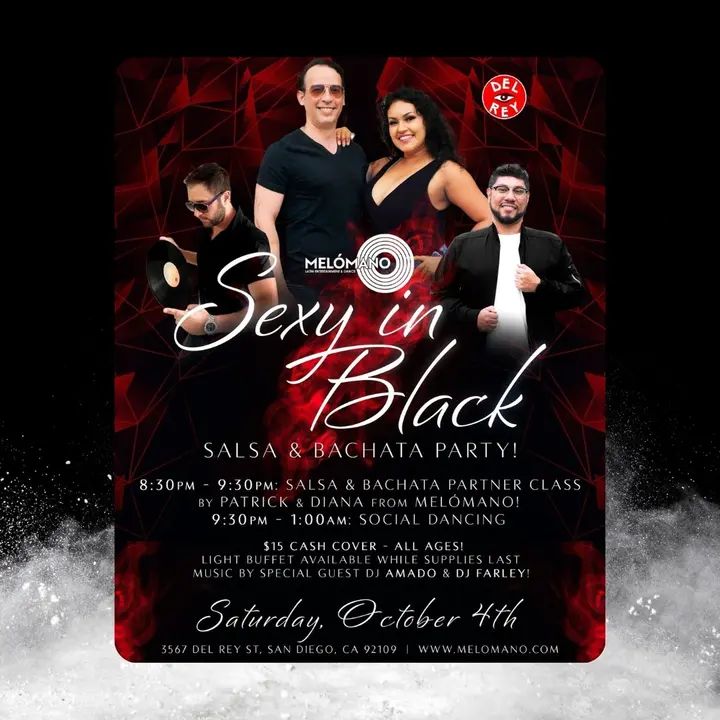 🖤🖤 It’s almost here!!! 🖤🖤 The Melómano Sexy in Black Party! Salsa and Bachata Dancing Saturday, October 4th at Tango Del Rey! 🎉 It’s the Sexy in Black Party!!!! 🖤Don’t m
