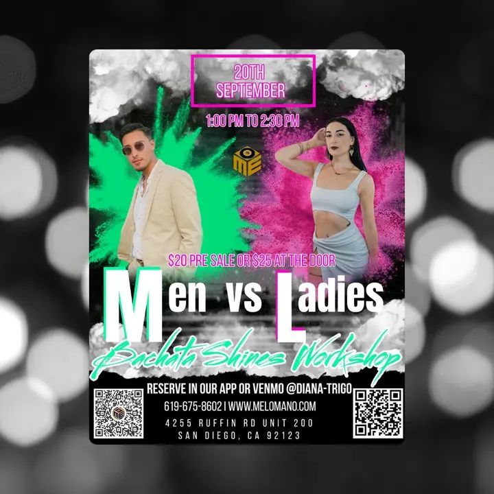 🔥 Calling all Men vs Ladies! It's going down this SATURDAY!!🔥 We’re bringing a Bachata Shines Workshop with a twist! Both groups will dance to the same song — but with thei