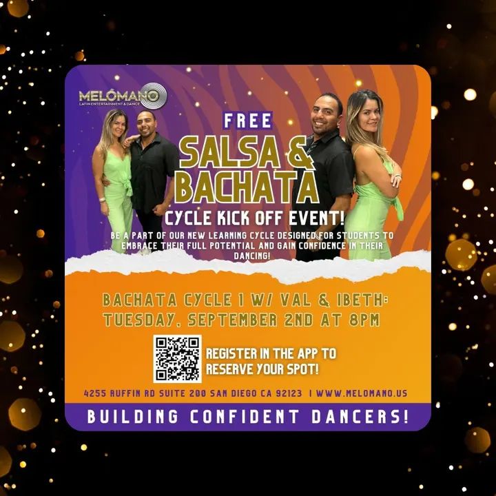 🚨TONIGHT! FREE BACHATA CYCLE 1 KICK-OFF at 8PM!🍁🍂 These Cycles have been a BIG hit! Come check it out for one FREE session! NOW is the time to learn new moves and take you