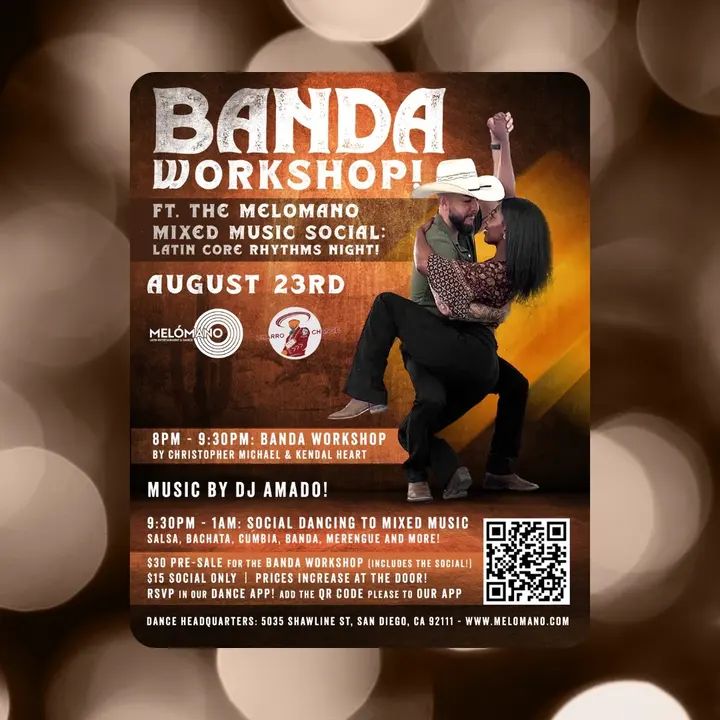 🎺 Banda Workshop + Melómano Mixed Music Social: Latin Core Rhythms Night 🎶 is going down this SATURDAY, August 23rd!🥳 Get ready for a night full of rhythm, culture, and c