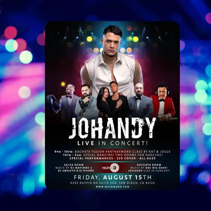 Are you ready TONIGHT?!🥳 Salsa and bachata lovers unite! We got it all at Melómano! 🔥🔥🔥 Welcome to the hottest party of the summer! 🎉 The one and only JOHANDY will be LI