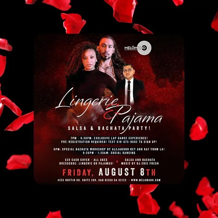 TONIGHT IS THE NIGHT!! Welcome to the hottest party of the summer! 🎉 The Melómano Summer Lingerie And Pajama Salsa and Bachata Party!🔥🔥🔥 🩱🩳🤫Dress Code: Lingerie or Pa