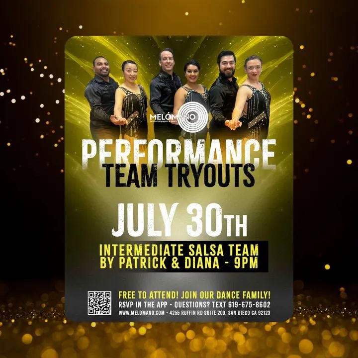 TONIGHT at 9PM!!🥳🙌🏻 Join the Melómano Intermediate Salsa Partner performance teams!! 👯‍♀️💃🏽Friendly environment with positive vibes!✨Directed by Patrick and Diana! Com