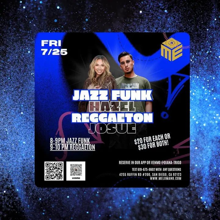 Join two incredible dancers for an electrifying night! 🥳 🔥Jazz Funk with Hazel: High-energy style blending jazz, funk, and hip-hop with sassy flair and dynamic footwork. 🤩