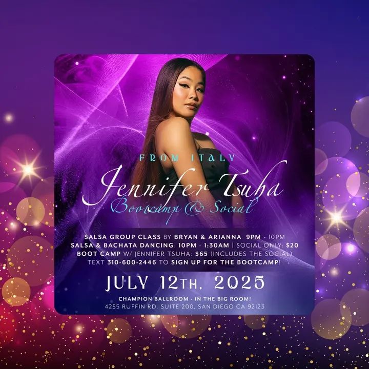 💃🔥TOMORROW, July 12th in San Diego!! 🤩Join these mambo powerhouses 🔥 The talented Jennifer Tsuha is coming! 🥳 Don’t miss witnessing the legendary talent of Jennifer all t
