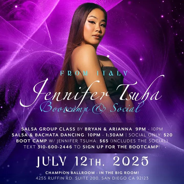 💃🔥THIS SATURDAY, July 12th in San Diego!! 🤩Join these mambo powerhouses 🔥 The talented Jennifer Tsuha is coming! 🥳 Don’t miss witnessing the legendary talent of Jennifer