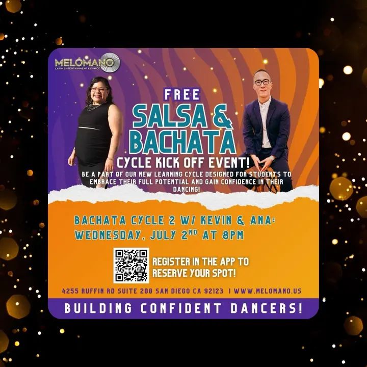 🚨TONIGHT! FREE BACHATA CYCLE 2 KICK-OFF at 8PM!🌞🌴 These Cycles have been a BIG hit! Come check it out for one FREE session! NOW is the time to learn new moves and take yo