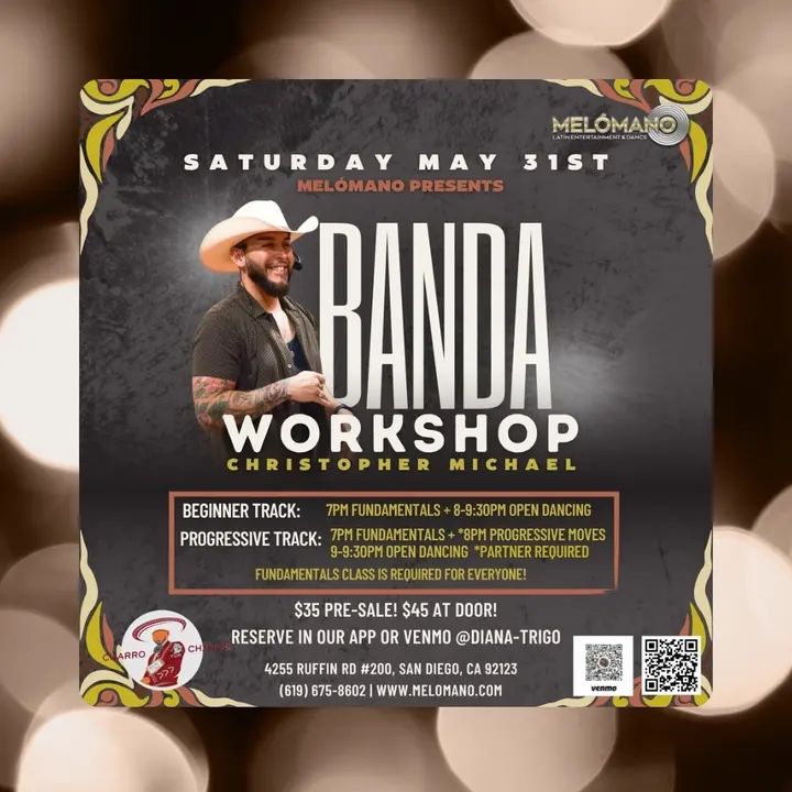 This Saturday!!! Special Banda Workshop! 🤠Get your pre-sale tickets ahead of time! 🙌🏼Only $35 for 2 hours plus open dancing! 🤩 🗓 DATE: Saturday, May 31st! ⏰ TIME: 🤠 7