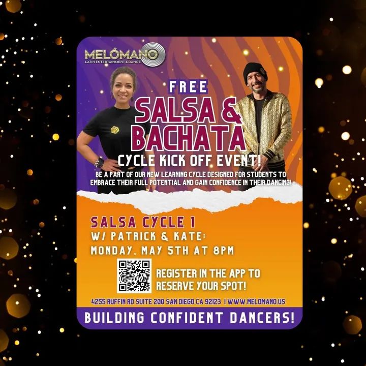 🚨TONIGHT! FREE SALSA CYCLE 1 KICK-OFF at 8PM!🌸🤩 These Cycles have been a BIG hit! Come check it out for one FREE session! NOW is the time to learn new moves and take your