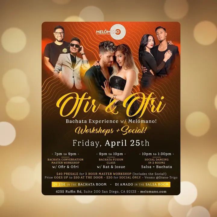 Melómano Entertainment Present Ofir & Ofri From Israel 🔥 🎉 FRIDAY, April 25th! 🥳2 hour MASTER CLASS by OFIR AND OFRI!!! 7-9pm 😍 How to enhance creativity, connection, an