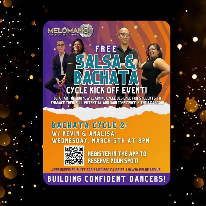 🚨FREE BACHATA CYCLE 2 KICK OFF TONIGHT AT 8PM! 🥳 These Cycles have been a BIG hit! Come check it out for one FREE session! NOW is the time to learn new moves and take your