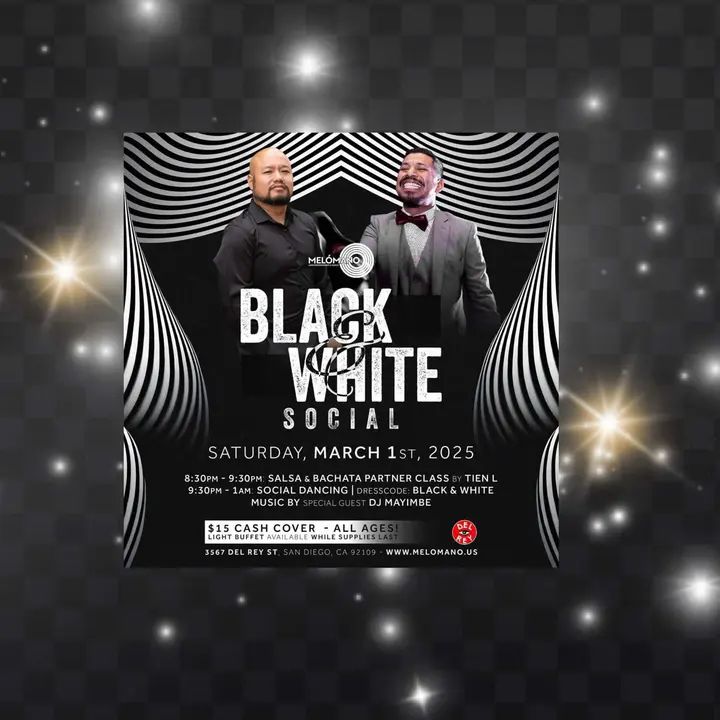 The Melómano ✨ Black and White Salsa and Bachata Party is going down on Saturday, March 1st at Tango Del Rey! 🎉 Don’t miss this fun event!🥳 🖤🤍Wear your best Black and Wh