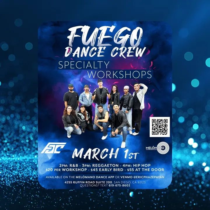 💃🕺 Let’s Dance the Day Away with Fuego Dance Crew! 🔥 Get ready for an epic day of R&B, Reggaeton, and Hip Hop! Sign up and let’s start moving! 🗓 DATE: Saturday, March 1s