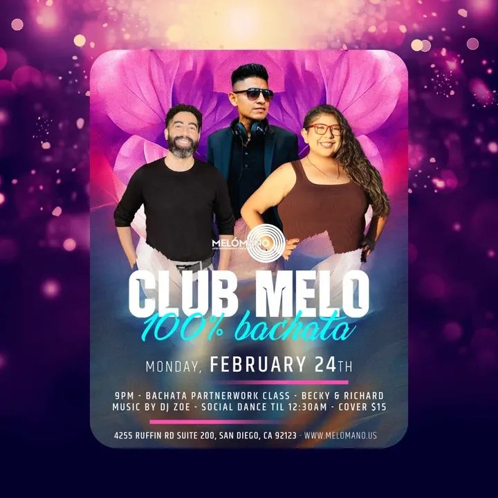 📢Calling all of the bachata lovers!! Melómano has got you covered. Get ready to feel bachata vibes at our 100% Bachata night!🔥 We’re bringing the hottest dance floor vibes!