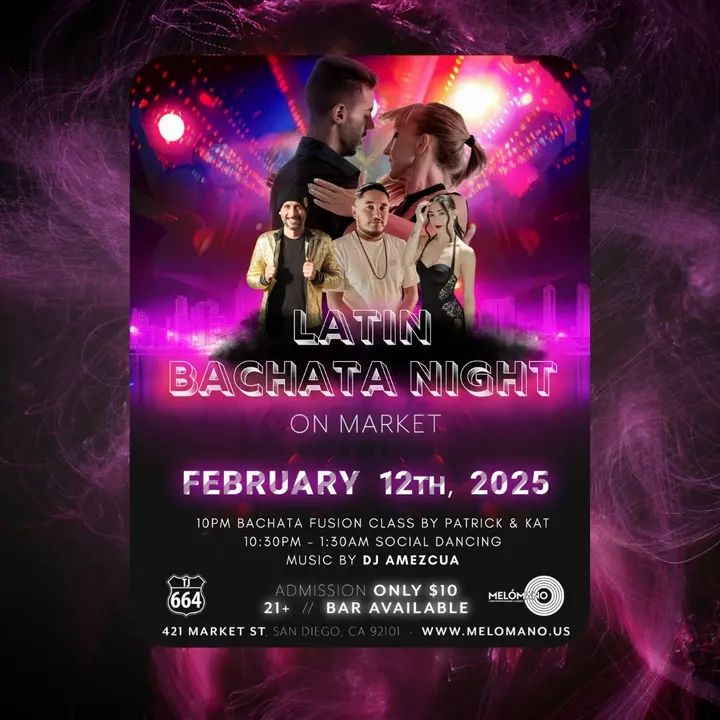 🔥 Tonight! Get ready for an unforgettable Bachata Night at Market Street! 🔥 Spice up your night with the best Latin vibes! 💃🕺 Join us for an evening full of music, energy