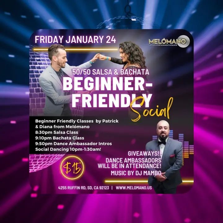 The Beginner Friendly Social is BACK on Friday, January 24th! 🤗 Save the date!!! How will this social be different?: 🔹 Beginner Friendly Classes 🔹 Social dancing tips (do’