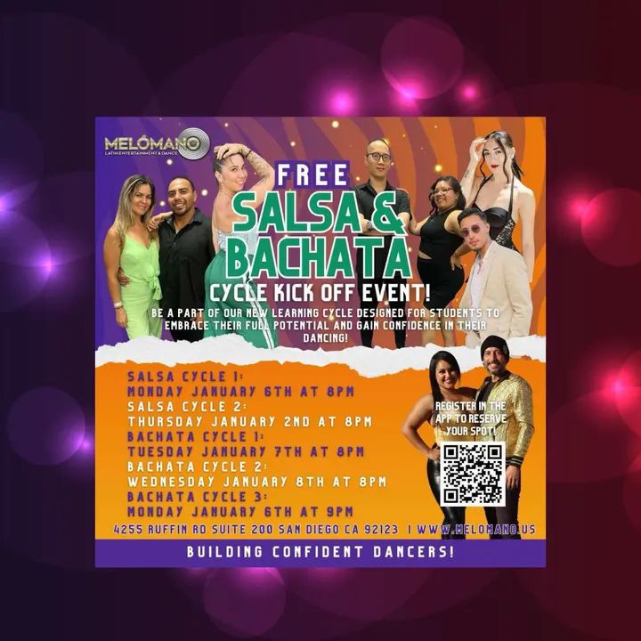 NEW SALSA and BACHATA DANCE CYCLE KICK OFFS STARTS in JANUARY2025🥳 These Cycles have been a BIG hit! Come check it out for one FREE session! NOW is the time to learn new mov