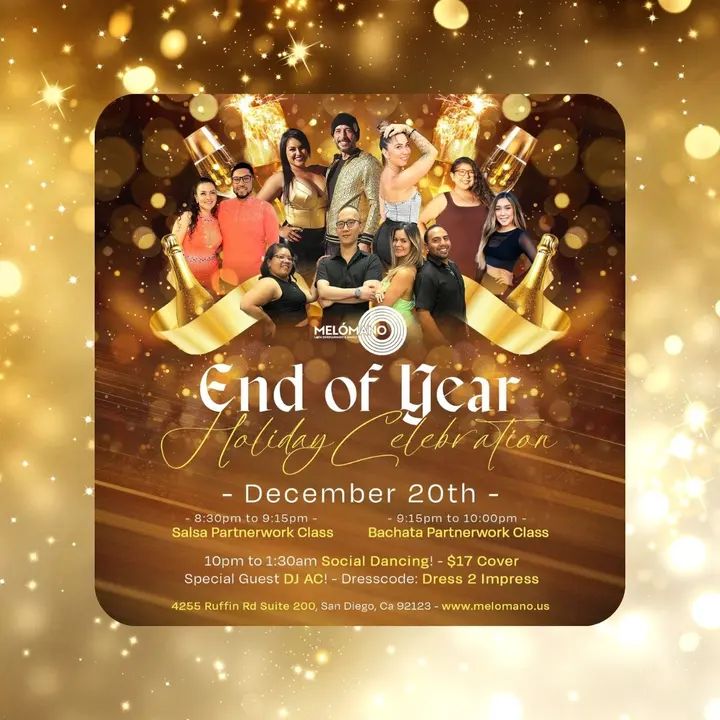 The Melómano Holiday Salsa & Bachata Party is going down on FRIDAY, December 20th!! 🤗 Get ready to spice up your holiday season with hot salsa and bachata beats, festive vib