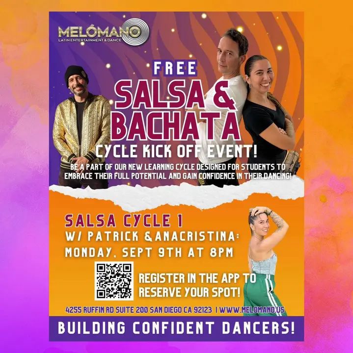 NEW SALSA and BACHATA DANCE CYCLE KICK OFFS STARTS in SEPTEMBER🥳 These Cycles have been a BIG hit! Come check it out for one FREE session! NOW is the time to learn new moves