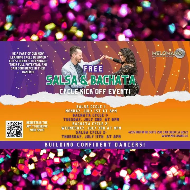 NEW SALSA and BACHATA DANCE CYCLE KICK OFFS START IN JULY 🥳 These Cycles have been a BIG hit! Come check it out for one FREE session! NOW is the time to learn new moves and