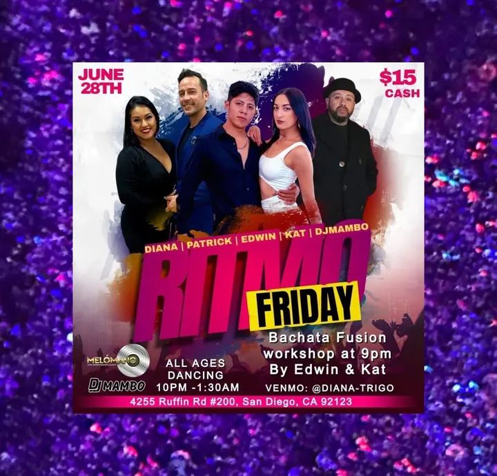 💥Melómano Entertainment & DJ MAMBO💥 🎉PRESENT RITMO FRIDAY JUNE 28TH 🎉 💥FEATURING EDWIN & KAT💥 🚪 Doors open @ 8:30 PM 💃🏽🕺🏼9PM BACHATA FUSION WORKSHOP BY EDWIN & KA