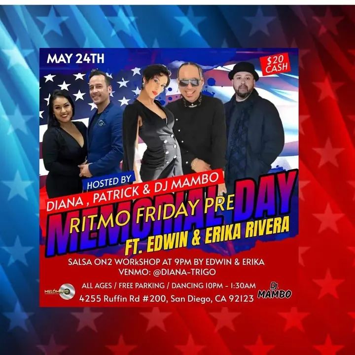 🚨TOMORROW, MAY 24TH🚨 💥Melómano Entertainment & DJ MAMBO💥 🎉PRESENT RITMO FRIDAY🎉 💥💥FEATURING EDWIN & ERIKA RIVERA💥💥 🚪 Doors open @ 8:30 PM 💃🏽🕺🏼9PM ON2 SALSA