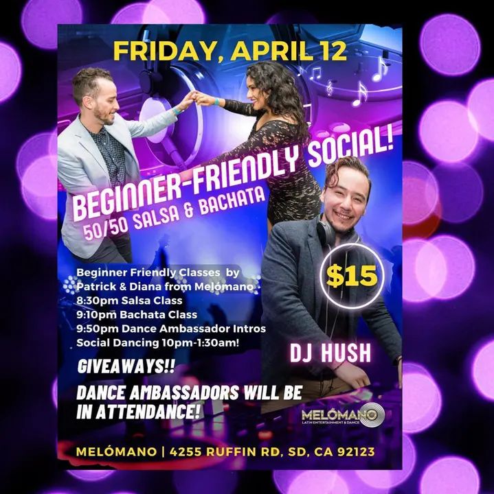 It's BACK!!! This Friday!! 🤗 The Beginner Friendly social! On Friday, April 12th, Melómano is dedicating this night to the new dancers in the San Diego Dance Community who ar