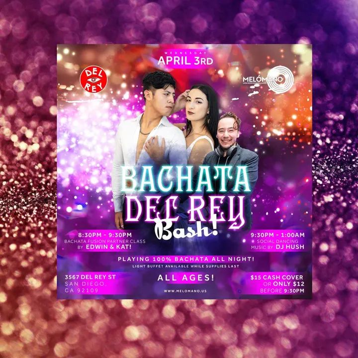 🎉THIS WEDNESDAY 💓 🔥🔥🔥Calling all of the bachata lovers!! Melómano has got you covered with our Special 100% Bachata Social, Wednesday- April 3rd at Tango Del Rey🥳 🗓