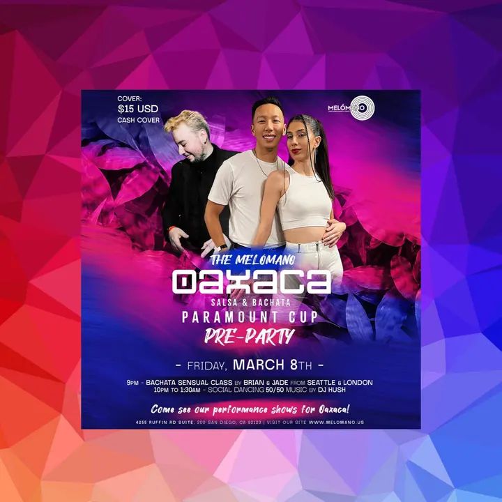 The Melómano Dance Fam is going to the Oaxaca salsa and bachata festival! But first, we are throwing a Oaxaca Salsa and Bachata festival pre-party in San Diego!!🤩 It's going