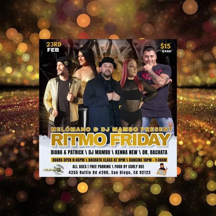 🎉Melómano Entertainment & DJ MAMBO PRESENT RITMO FRIDAY 50/50 Salsa Bachata 💃🏽 Doors open @ 8:45 PM 💃🏽9PM BACHATA CLASS BY DR. BACHATA & KENNA NEW Social D