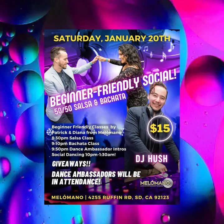 It's BACK!!! 🤗 The Beginner Friendly social! On Saturday, January 20th, Melómano is dedicating this night to the new dancers in the San Diego Dance Community who are just sta