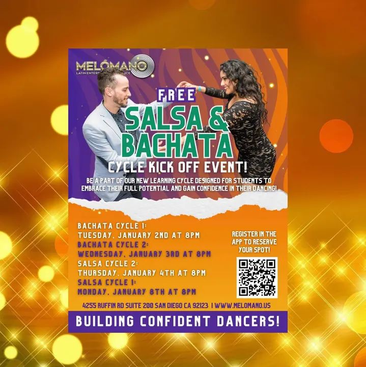 🎉New Year 🎉NEW SALSA & BACHATA DANCE CYCLES STARTS IN JANUARY!! 🥳 These Cycles have been a BIG hit! Come check it out for one FREE session! NOW is the time to learn new mov